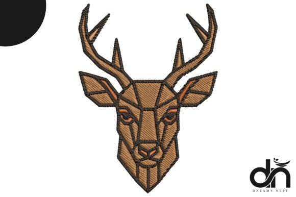 Geometric Deer Stag Embroidery Design: A Modern Touch for Personalized Gifts